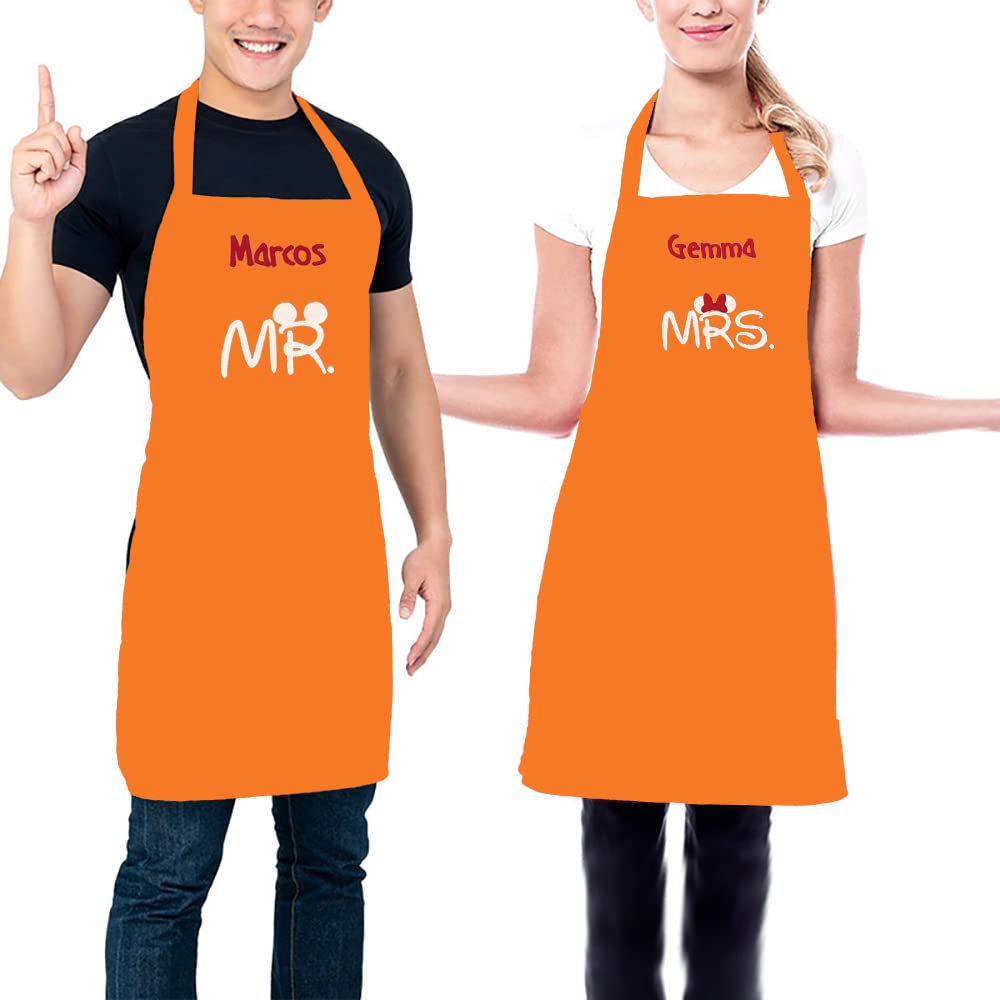 CALLE DEL REGALO Pack de delantales personalizado con el diseño MR/MRS