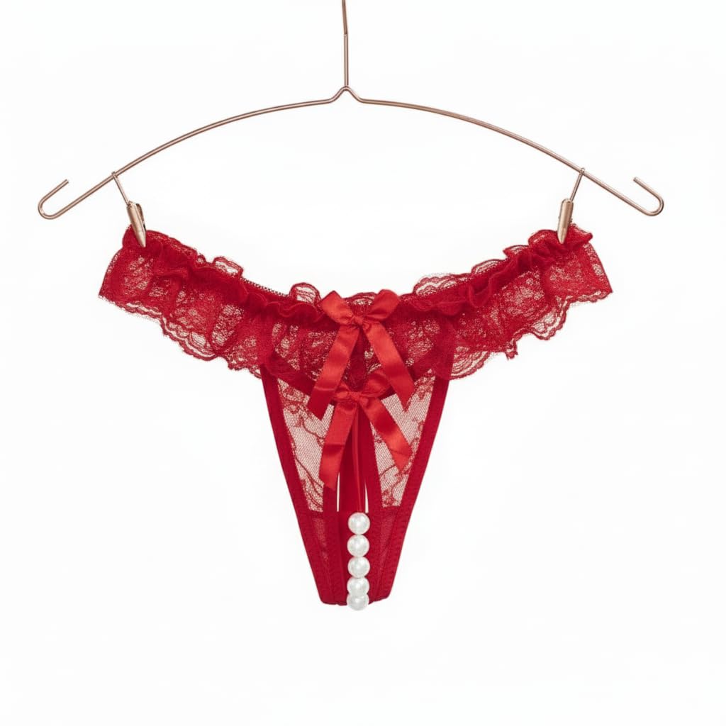 AuraBliss by Azad: Forbidden Bloom Thong | Women's Ultra-Sensual Blue Lace G-String with Pearl Detail and Ruffed Waist-picture-41