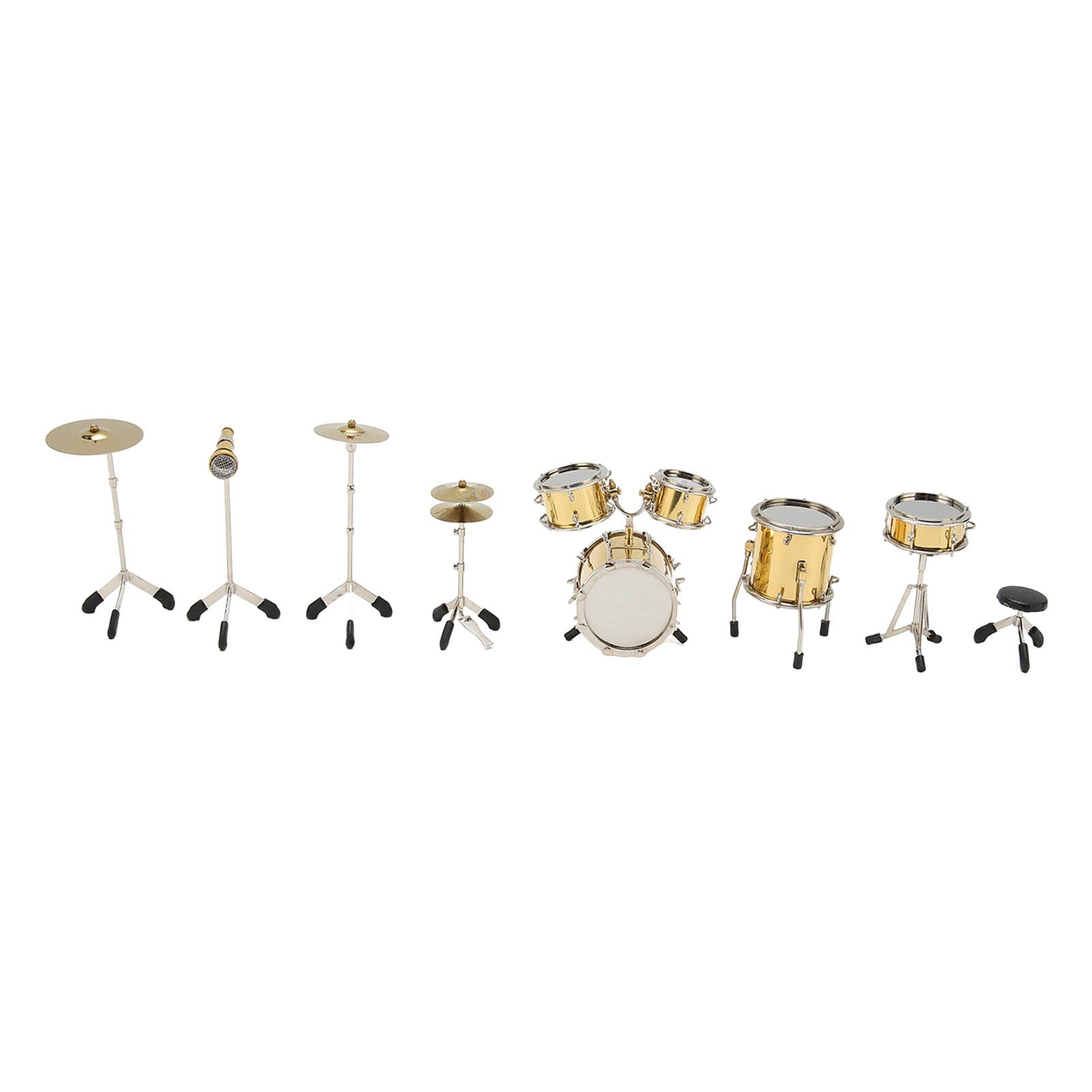 HERCHR Mini Kit De Batería De 8 Uds., Instrumento Musical En Miniatura, Juego De Batería, Decoración De Instrumentos Pequeños De Metal De Escritorio para Decoración del Hogar