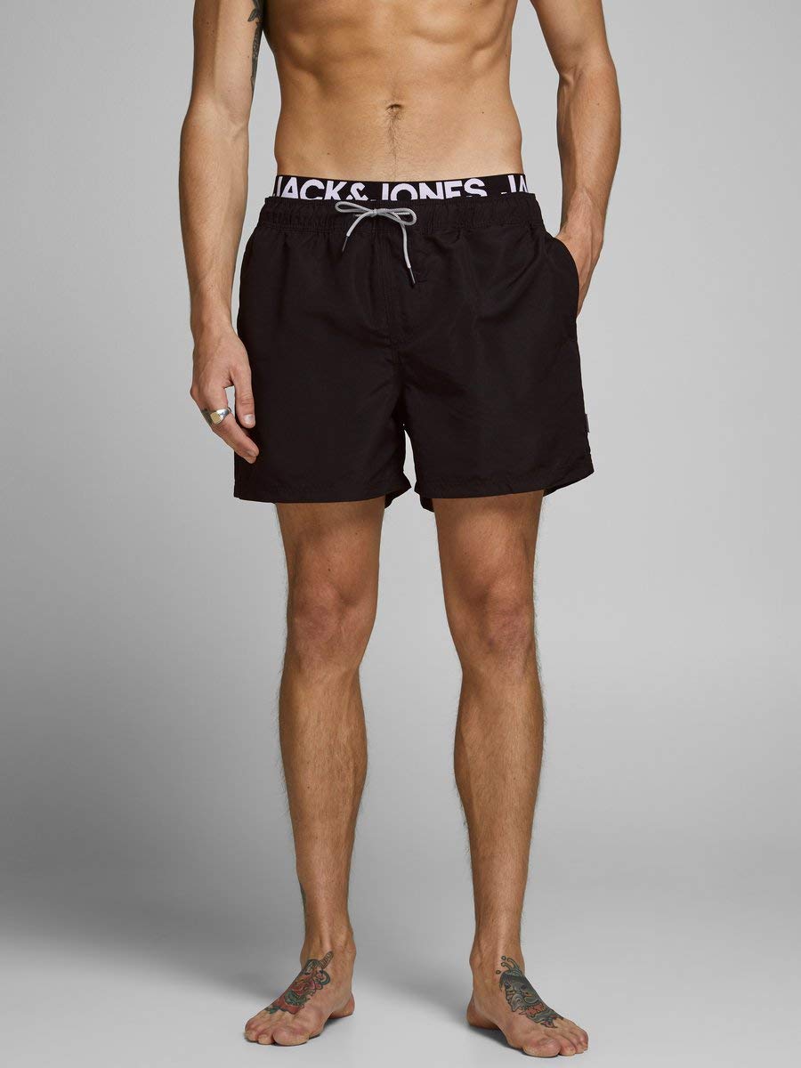 JACK & JONES Herren Badehose Badeshort SPLICELOGO S M L XL XXL Schwarz Rot Orang