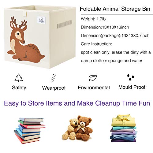 Clcrobd Foldable Animal Cube Storage Bins Fabric Toy Box/Chest/Organizer For Toddler/Kids Nursery, Playroom, 13 Inch (Deer) #TOP2