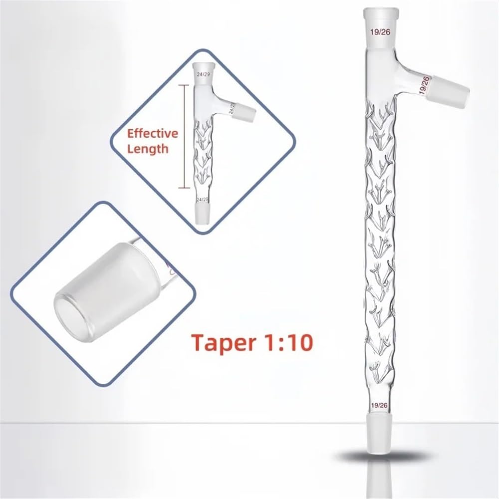 Columna de 100-600 mm, junta 19/24/29 * 3, tubo de destilación con tapón de ramificación, tubo de fraccionamiento espinoso(300mm24X24X24mm)
