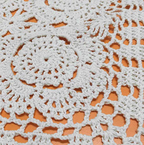 Damanni 2Pc Rectangular Cotton Handmade Crochet Lace Table Runner Doilies Table Dresser Scarf Décor,16 Inch By 24 Inch，White #TOP5