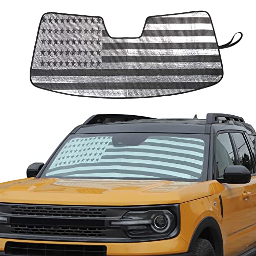 JWWY Windshield Sunshade Window Sun Shade for 2021-2025+ Ford Bronco Sport Accessories,Foldable Sun Shield Upgrade Reflective Polyester Cover Block Heat and Block UV Rays US Flag by JWWY - Used condition - US$22.11
