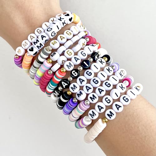 Magik Custom Name Heishi Bead Bracelet Personalized Mama Bracelet Heishi Disc Stack Beaded Bracelet for Women Men4