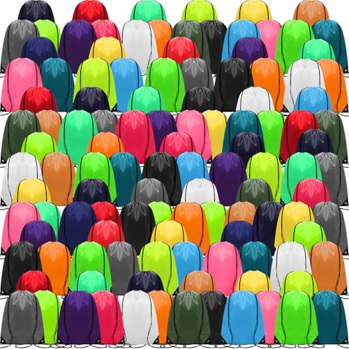 Image of Shappy 300 Pcs Drawstring Backpack Bulk Sports Gym Cinch Bag Polyester String Bag for Men Women (15 Colors)