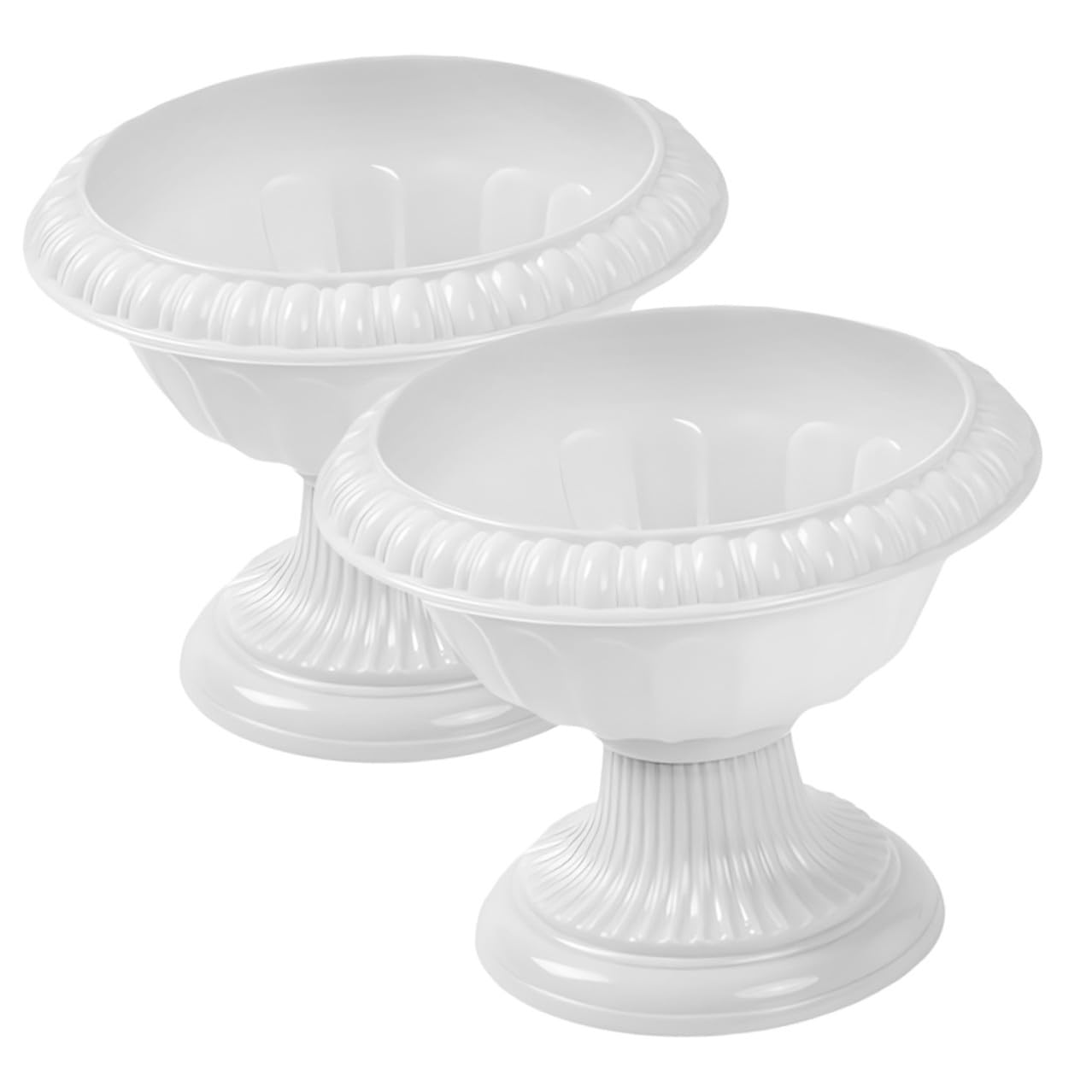 Urne pour plantes succulentes et jardinière décorative style romain blanc en lot de 2