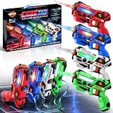 VATOS Wiederaufladbare Laser Tag Set 4 Packs, Infrarot Laser Gun mit LED-Display & Echtzeit-Daten,40m Reichweite - Indoor & Outdoor Lasertag Spielzeug für Kinder ab 6 Jahren Geburtstagsgeschenk Jungen