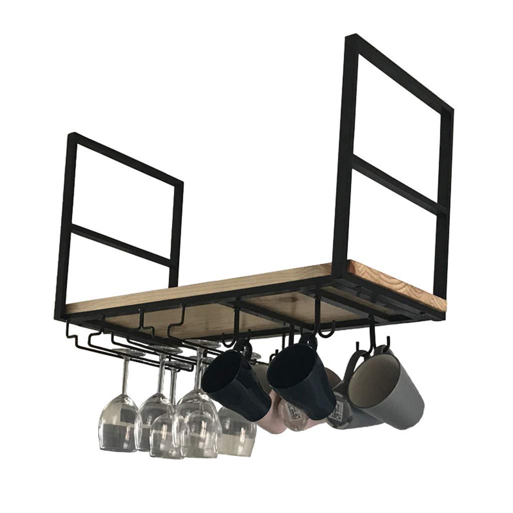 Porte-bouteilles de vin mural 80cm avec casier et porte-verres à café