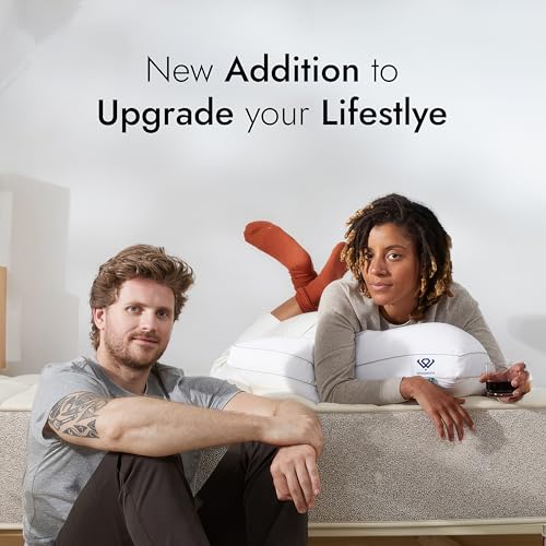 Image of WOODWHITE Height Adjustable Microfiber Pillow Set of 2 for Sleeping in 61 x 41 x 5 Cm with Invisible Zipper, Medium Firm Support Bed Pillow, Fluffy & Breathable Pillow for Comfortable Sleep (White)