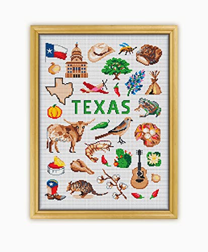 Texas Collection CS1857 - Counted Cross Stitch Pattern. Only Printed Pattern Inside. No Fabric, Threads, Needles, Hoops.