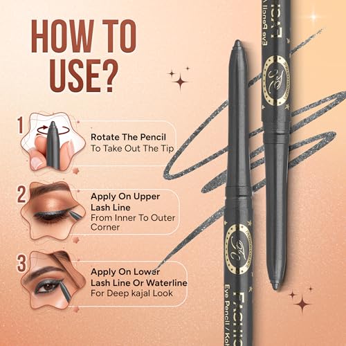 Image of FASHION COLOUR Intense Revolving Kajal | High Impact Intense Color In 1 Stroke | 12 Hr Long Stay | Matte & Mettalic Finish | Soft Texture | Waterproof & Smudgeproof Kajal | (Grey)