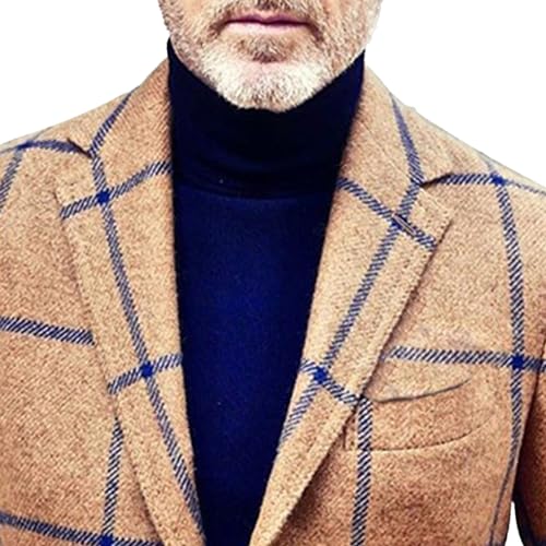 JEsilunmaMY Mens Two Button Plaid Suit Jacket Notch Lapel Business Wool Blend Sport Coats Wedding Prom Formal Blazer Coat4