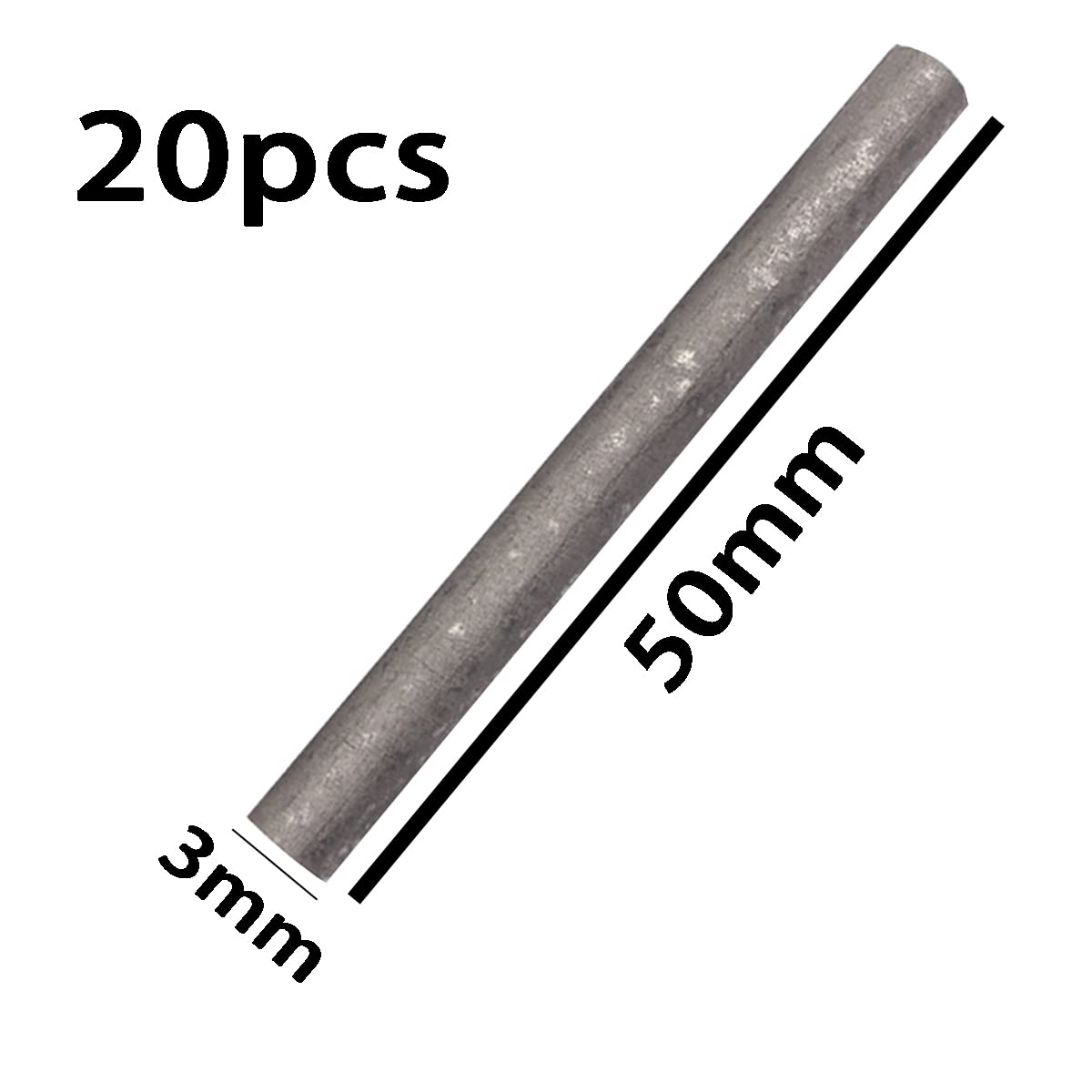 Pręty grafitowe o wysokiej czystości 99,9% - 20 szt. Pręty cylindryczne elektrody Elektronika i maszyny Długość 50 mm,(Diameter 3mm)
