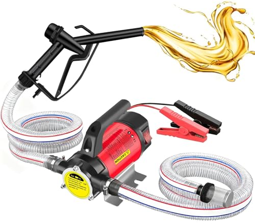 Elektrische Dieselpumpe 50L/Min, 12V Tragbare Kraftstoffpumpe, Dieselpumpe Akku mit Zapfpistole, Filter & Schläuchen, Geeignet für Diesel, Biodiesel, Kerosin und Wasser, Tragbare Heizölpumpe