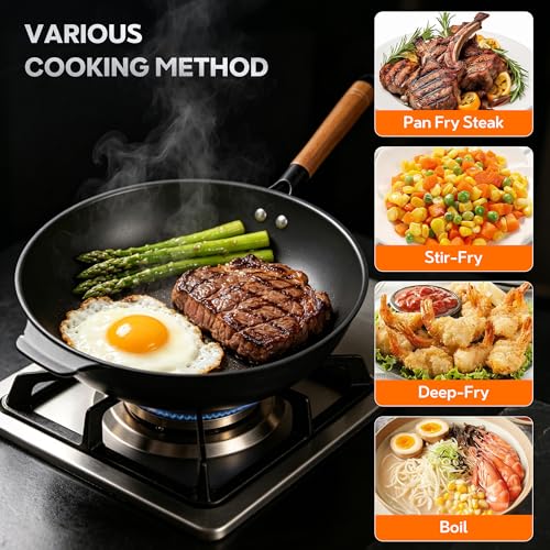 Wok de acero al carbono 11.8 pulgadas, antiadherente miniatura 6
