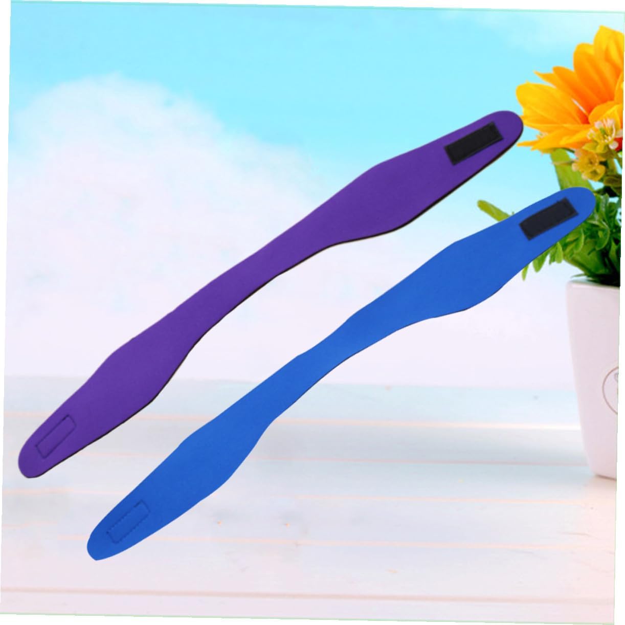 2pcs Ear Band for Swimming Adjustable Neoprene Hair Protection Headband for Boy Girl Adults Purple Blue for Bathing Surfing Water Sports