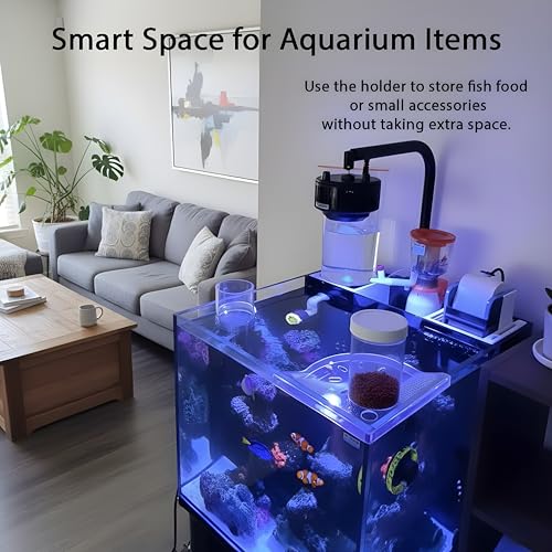 Image of Aquarium Plant Holder for Rimless Fish Tank - 2 Pcs Corner Shelf for Fish Tank Top, Aquatic Plant Planter & Organizer for Aquatic Plants, Decor, and Accessories (White)
