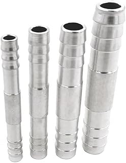 Set of Automotive Air Conditioner Refrigerant Hose Fittings 3/8’’ 1/2’’ 5/8’’ 3/4’’ Aluminum Straight Push in Splice Connection A/C Hose Barb #6#8#10#12