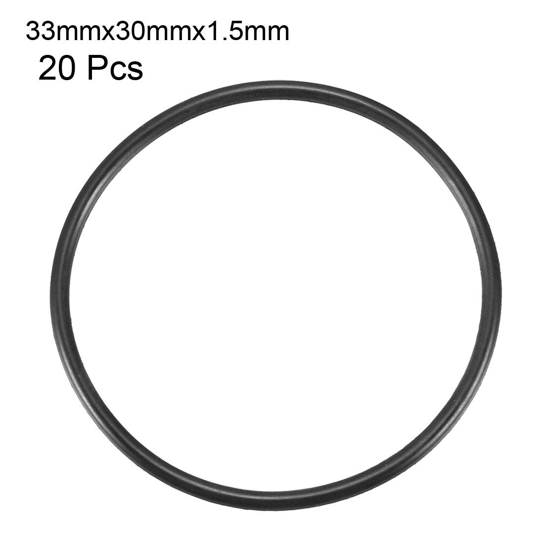 uxcell Nitrile Rubber O-Rings, 33mm OD 30mm ID 1.5mm Width, Metric Sealing Gasket, Pack of 20
