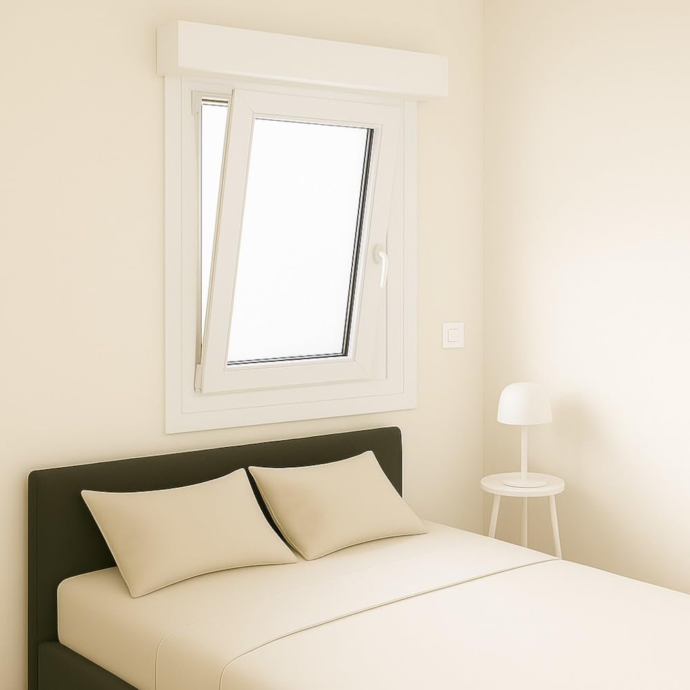 Fenêtre PVC blanc 1 vantail avec volet roulant électrique dimensions tableau H 95 x L 60 cm oscillo battant pour pose en neuf - GEFRADIS - fabrication française