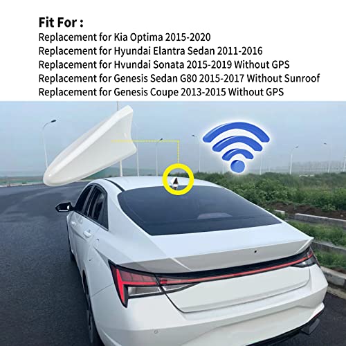 Vanshly，Car Shark Fin Antenna Cover,Sturdy Abs Car Shark Fin Antenna Cover 96219 D5000Ebqk Roof Aerial Base Replacement For Kia Optima 2015-2020，For Hyundai Sonata 2015-2019 Without Gps (White) #TOP2