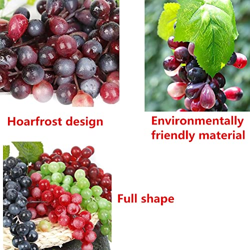 4 Bunches Artificial Grapes String For Decoration, Simulation Fake Grapes Clusters With Leaves, False Fruit Grapes Bulk For Wedding Party Home Office Photography Props (Black Purple, Red, Green) #TOP4