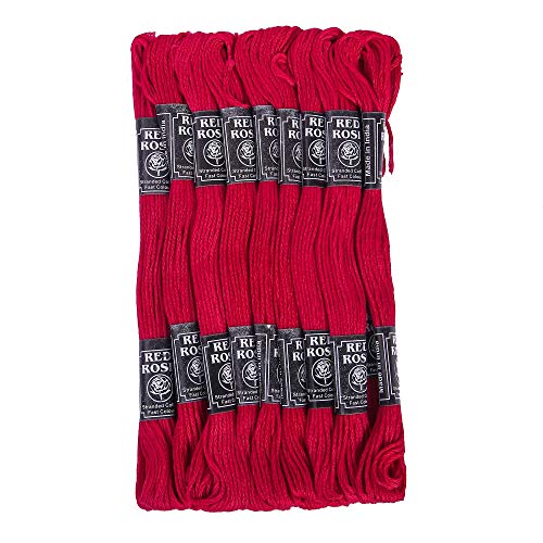 GroupB 25 Skeins Cross Stitch Anchor Cotton Embroidery Thread Embroidery Floss for Cross Stitch Project, Friendship Bracelet, Embroidery Sewing â€“ Red