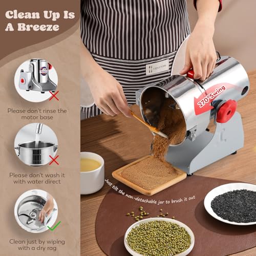 Image of Moongiantgo Electric Flour Mill High Speed Spice Grinder for Kitchen 800g | Commercial Grinder Pulverizer with Overload Protector, Grain Mill Grinder for Dry Spice Cereals Coffee Corn Rice Pepper