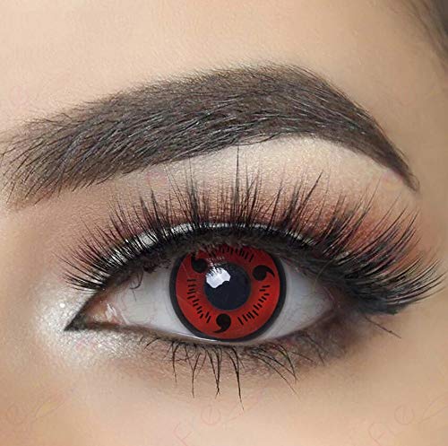MYSA LENS® Lentilles De Contact De Couleur Fantaisie Crazy Lens Cosplay Halloween Yeux Naruto Sharingan Sazuke Etui Offert 12 Mois sans correction Cover