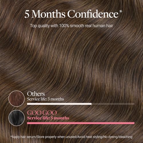 Image of GOO GOO Tape In Weft Hair Extensions Human Hair, 4A Chocolate Brown, 8cm Wide Tape, 18inch 20pcs 160g, Tape Weft Hair Extensions, Seamless Tape in