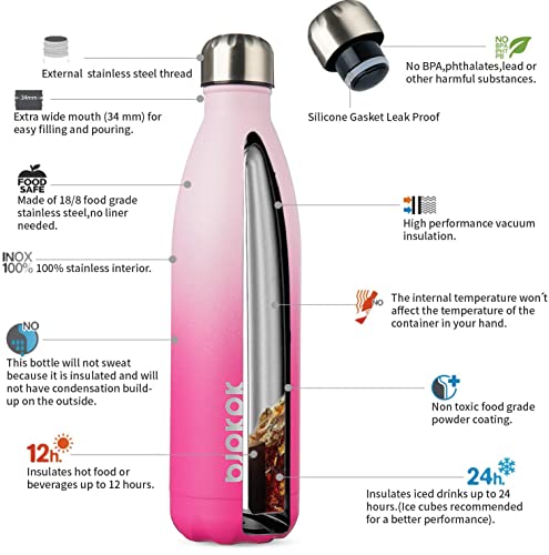Image of BJPKPK 25 oz Insulated Water Bottle, Stainless Steel Flask, Leak Proof