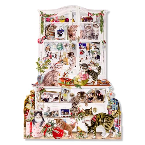 Die-Cut Coppenrath Advent Calendar - Mischievous Christmas Cats - Large A3 11.7x16.5 Inches