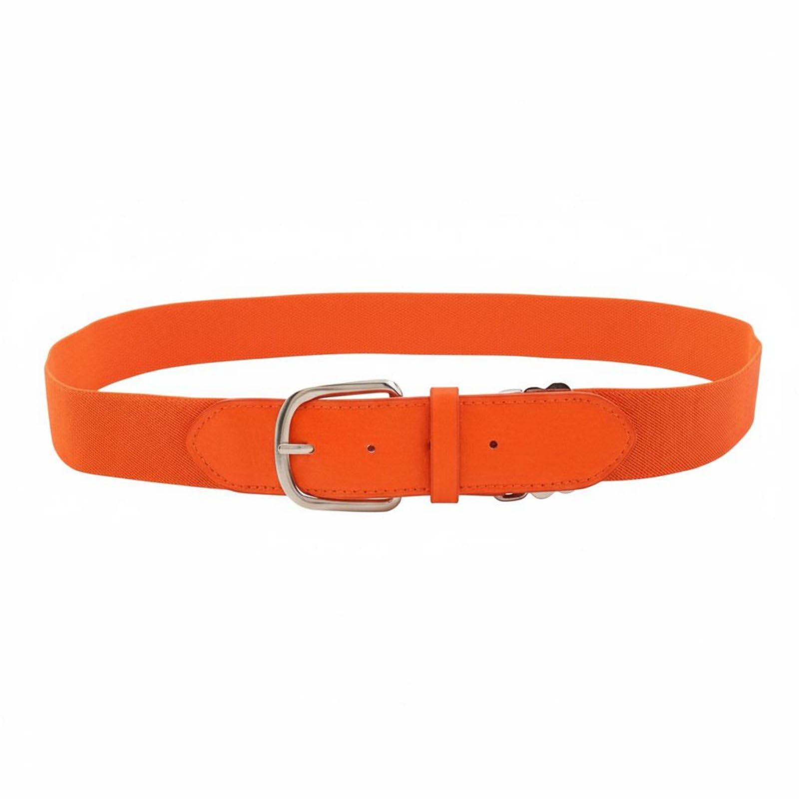 comfortable stretch baseball belt single size fits most elastic uniform belt steel buckle athletic apparel long-lasting material for students, kids, orange red