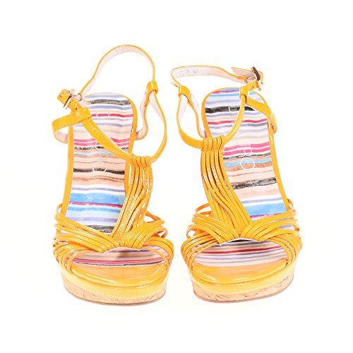 Anga di Lauro Sandali da donna con zeppa in pelle