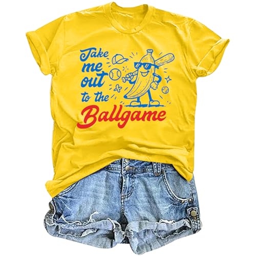 HQP Baseball Shirts Women Baseball Player T-Shirts Ballgame Graphic Tee Team Fan Short Sleeve Tops