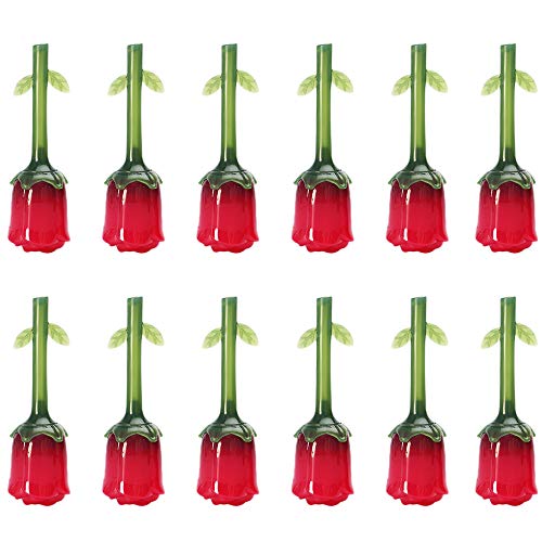 RONRONS 12 Pieces 3ml Funny Rose Flower Shape Empty Lip Gloss Tube Red Refillable Lip Balm Bottles Mini Lip Lacquer Glaze Container Liquid Lipstick holder for Girls Anniversaries Birthday Gifts