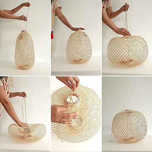 Image of TEERAYA Size D Bamboo Pendant Light Shade (Flexible) - Natural Design for Elegant Home Decor