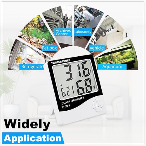 GLUN® HTC-1 Digital Wall Clock Hygrometer Thermometer with Humidity Meter – Accurate Indoor Sensor, LCD Display, Real-Time Monitoring for Home & Office - Image 2 thumbnail