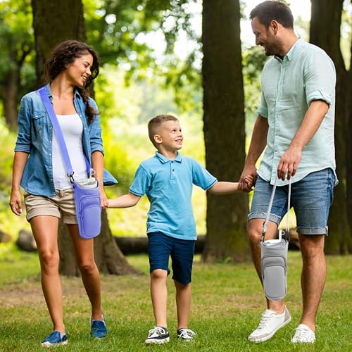 Image of Water Bottle Carrier Bag with Phone Pocket for Stanley Cup 40 /30 oz, Water Bottle Holder with Adjustable Strap& Straw Cover, Stanley Cup Accessories (Violet)