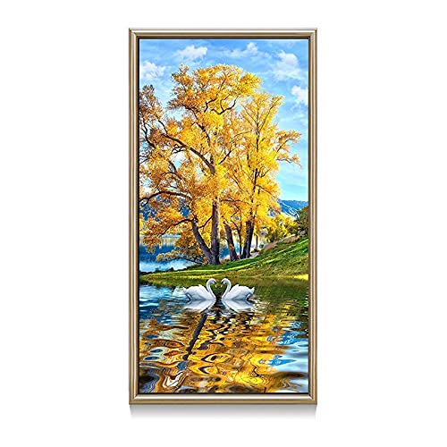 Kit diamant painting grand arbre jaune 80x220 cm broderie point de croix