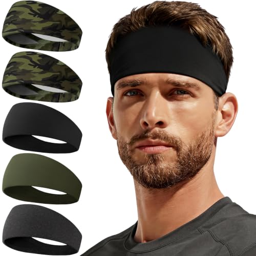 Image of Sweat Band, 5 Pack Headband Moisture Wicking for Running Sports