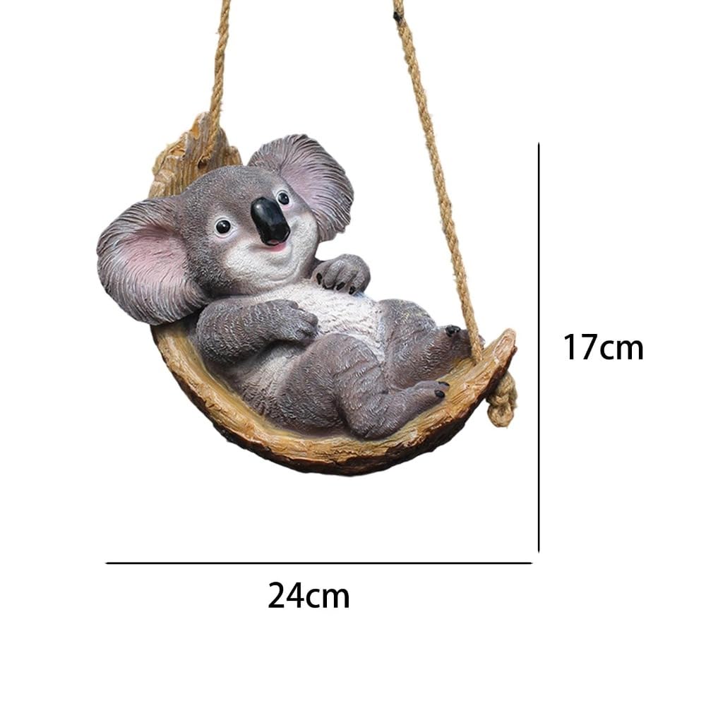 Langlebige Gartenanhänger aus Resin mit naturgetreuer Textur für Hinterhof- und Außendekoration (Koala im Stil D)