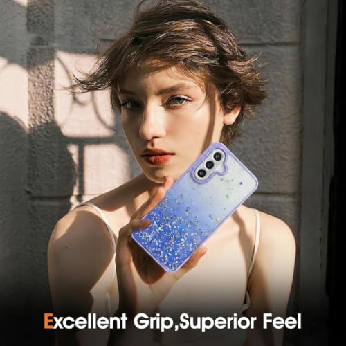 Image of VONZEE Case Compatible with Samsung Galaxy A36 5G, Non Moving Glitter Shockproof Case for Girls & Women Soft TPU Shockproof Anti Scratch Drop Protection Cover (Purple)