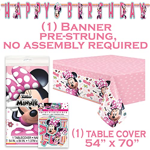 Minnie Mouse Birthday Party Supplies | Minnie Mouse Party Decorations | Minnie Birthday Party, Easy Setup And Takedown With Banner, Table Cover, Plates, Napkins & Sticker #TOP1