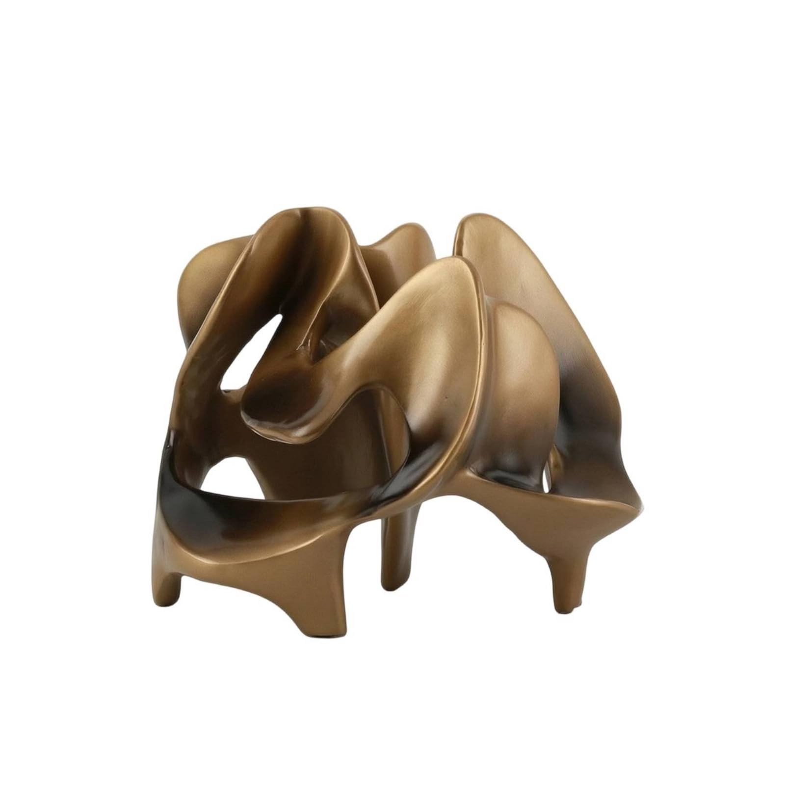 F Fityle Escultura Escultura Moderna Estatuilla Decorativa Figura Geométrica con Brillo Metálico en Resina Diseño Abierto Que Juega con la Luz