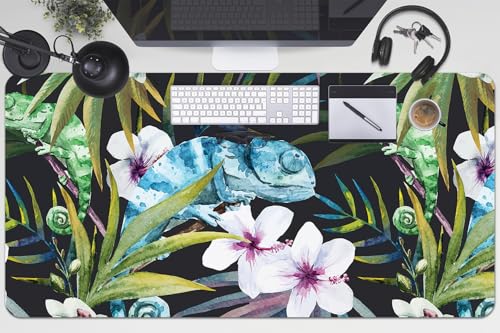 Sous-main de bureau vinyle PVC caméléon bleu avec bords arrondis