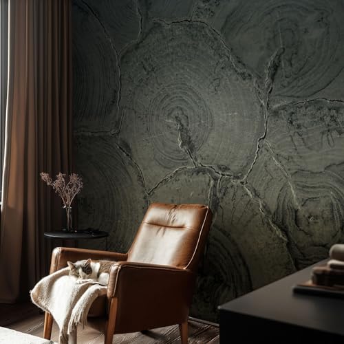 Papel pintado vintage autoadhesivo Tulup 152x104 cm con diseño de anillos de madera 3