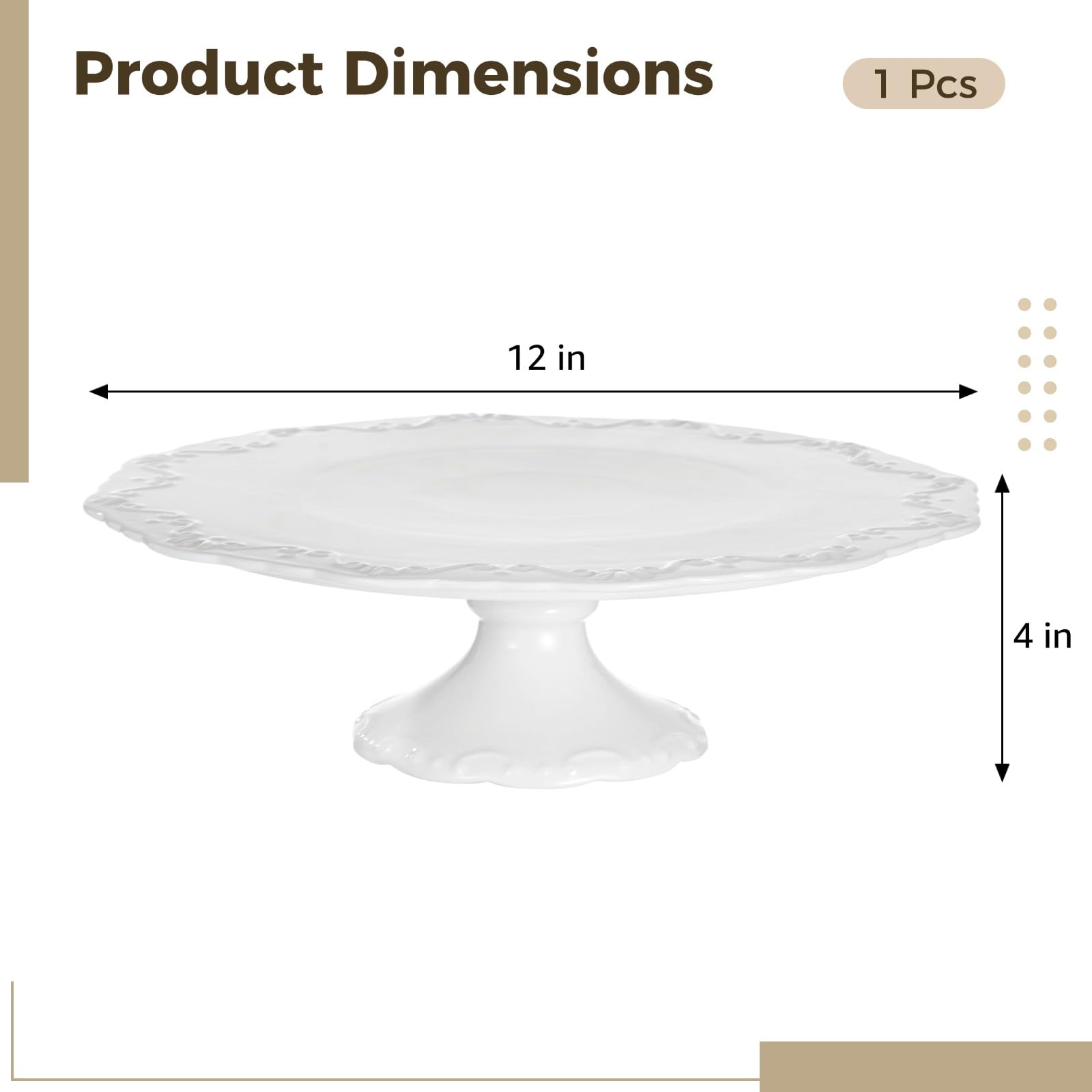 Kuchenständer 12 Zoll, elegante weiße Keramik Tortenplatte mit geprägtem Design im europäischen Stil, runder Dessertständer mit Fuß für Abschlussfeier, Geburtstag, Hochzeit und Dekoration zu Hause
