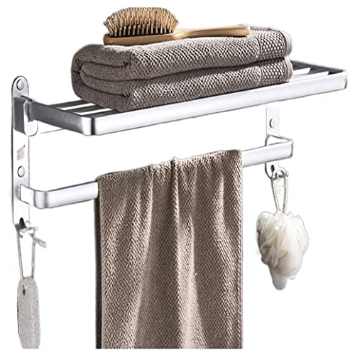 Porte-serviettes de salle de bain double pliable avec 2 crochets pour un séchage rapide